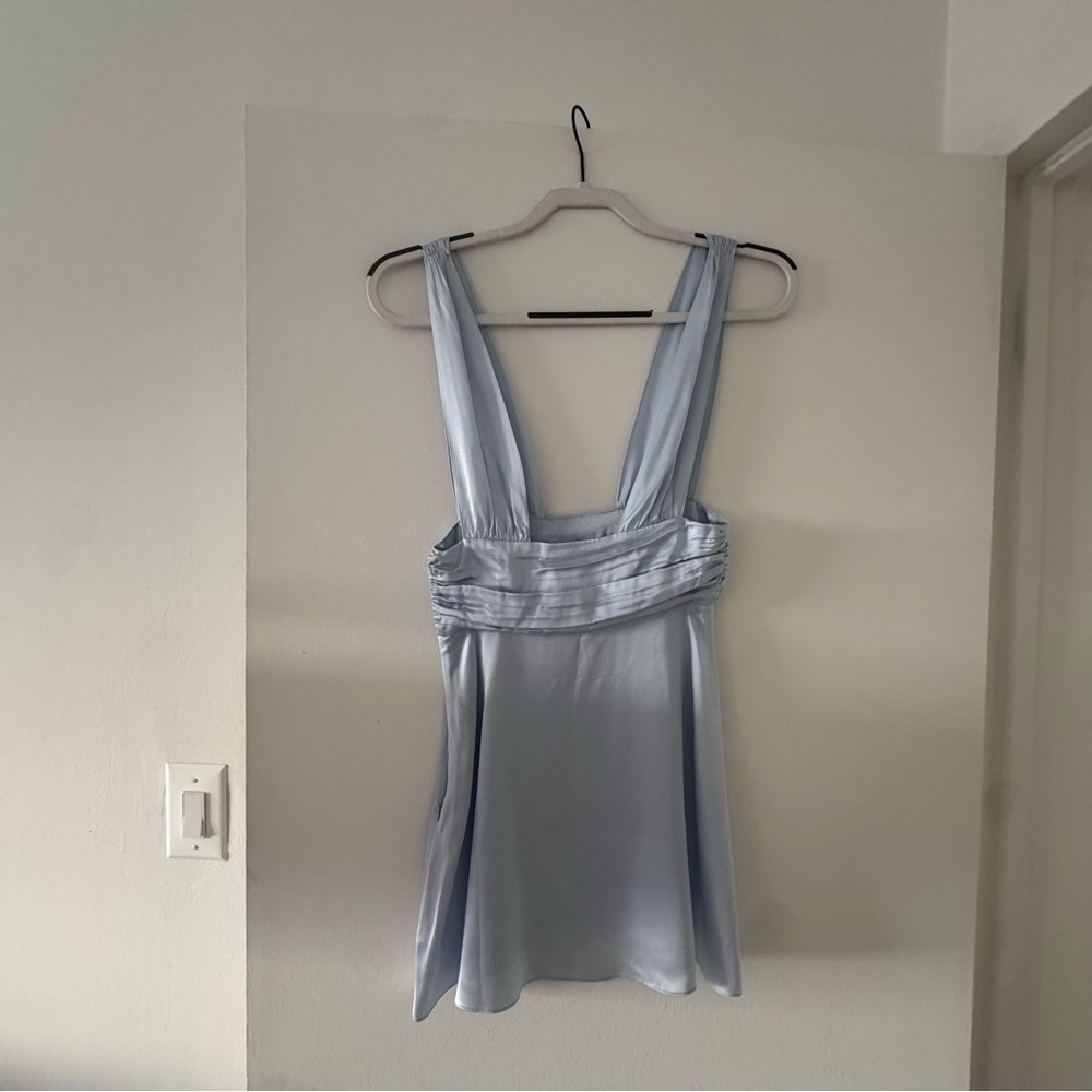 Two Bodies light blue mini silk dress